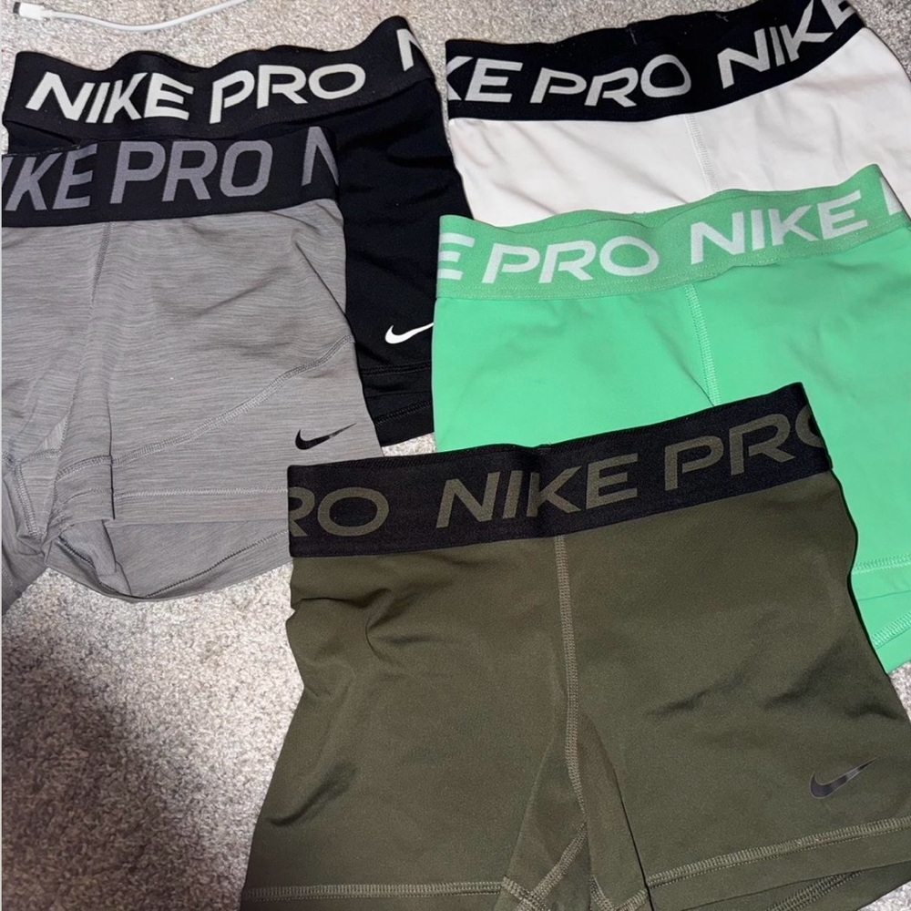 Nike Pro Dri-FIT Shorts in Black, Gray, White, Green, and Olive